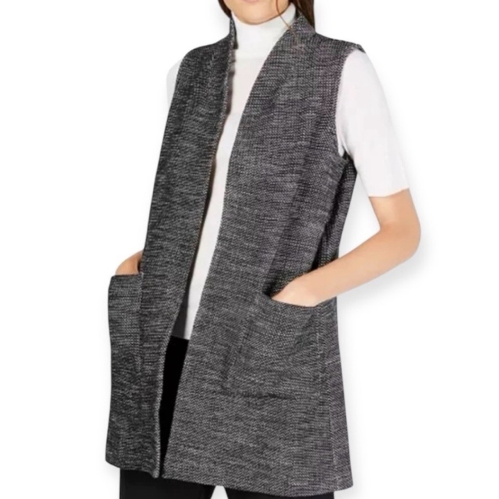 EILEEN FISHER organic cotton long vest LARGE NWT